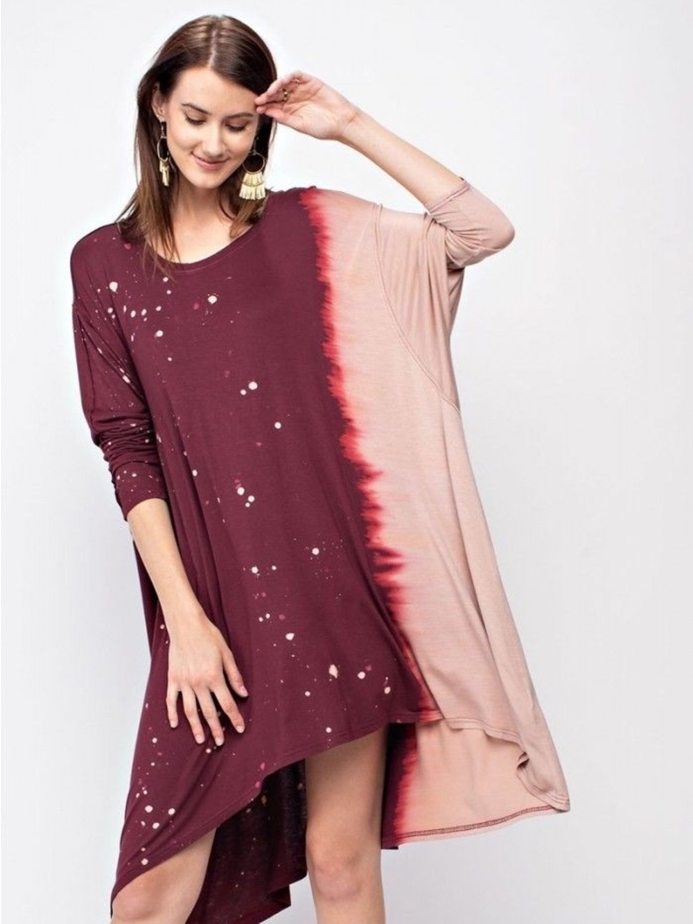 We The Free Black and Blush Tie-Dye Shift Dress/ tunic oversized